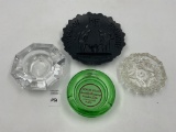4 misc - Cast iron harrison foundy ohio - 2 mcm cut glass clear - newton mfg ohio