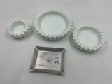 Set milk glass ashtrays  -  1959 g.e. appliance morrison il