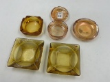 6 misc - 5 mcm amber glass ashtrays - pzazz burlington ia