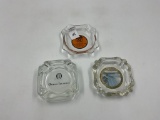 3 Glass Advertizing Ash Trays - phillips 66 - niagara falls - owens