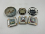 6 ADV Ashtrays-washington - great america - albert pick hotels - mairplane corn palace