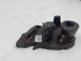 MCM African carved wood smoking tray 