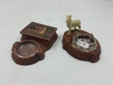 2 ADV resin mcm ozarks - dog ashtray with cig box