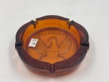MCM 6lb Indiana Glass amber Eagle Ashtray