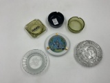 6 misc ashtrays - heavy cut glass - sopers lodge - colorado bell - disney