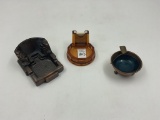 3 misc ashtrays - boulder dam - kettle - glass match holder
