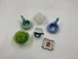 6 misc ashtrays - 2 squirrels - fidelitas - horse - 2 fenton trays