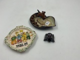 3 misc ashtrays - simese cats - doghead - sand beach resort