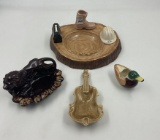 Large ceramic workers ashtray - violin - lion - duck