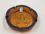 MCM 6lb Indiana Glass amber Eagle Ashtray
