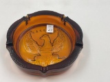 MCM 6lb Indiana Glass amber Eagle Ashtray