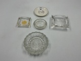 5 glass ashtrays , golden nugget , ashes