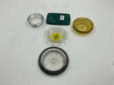 5 ashtrays - 1 3in riverside resort vegas, 1 6in tin handels steak house savannah il, 1 5in tropican