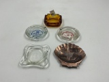 5 4inch glass ADV ashtrays - ICCE - flamingo - somerset - amber - metal white house