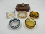 6 ashtrays 1- 3in ceasers palace, farm bureau, golden nugget, bingo, harrahs, plain glass 6 inch ash