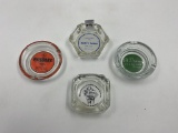 4 - 4in glass ash tray - hussler, bianco , trade winds, duffys tavern