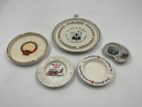 5 ashtrays - 1- 6in aiu ashtray , 1 - 9in prophestown , 1- 5 in viceroy , read, 5in mackinak island