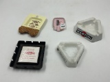 5 ashtrays, 1 - 6in vermouth martini, 1 - 6in cast and poreclain mineral il elevator, jim richards,