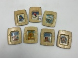7 tin ups ashtrays 4 inch wide, 5 inch long