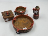 Rare Vintage Italy Pottery Ashtray set