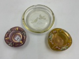 3 misc - vintage purple bohemian glass - vintage bohemian glass orange - large etched glass quails