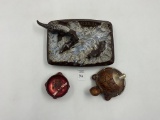 3 misc - 1956 turtle ashtray large florida gator - bean bag