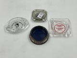 4 Glass ashtrays - the mint -Ace stores - Suntory whiskey