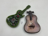 Large mcm pottery guitar ahstray - mcm large violin ashtray
