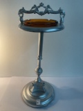 Art deco chrome amber glass smoking stand