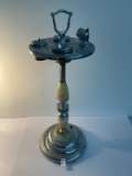 Lighted art deco slag glass smoking stand