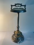 Ornate art deco slag glass smoking stand