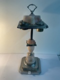 Ornate art deco slag glass smoking stand