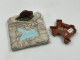 Large Beaver Ash tray and Texas ashtray