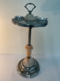 Art deco ornate slag glass smoking stand