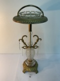 1970s crystal glass ornate smoking stand