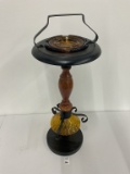 1970s wood glass smoking stand