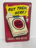 Original 1950s luck strike embossed ADV sign