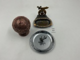 3 misc - round ornate eagle - chrome western - bronze sword