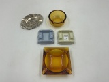 4 misc - 2 mcm amber tray - 25th silver anniversary - 2 sa 1960s ashtrays