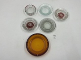6 glass ashtrays - ramada - days inn - mgm grand - mcm amboy