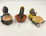 3 jamacian poly resin black american ashtrays