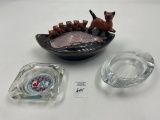 3 misc - simese mcm cat ashtray / kittens - mwa glass tray - jerrys negget casino