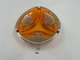 mcm orange silver edging ornate ashtray