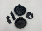 5 carved mcm hawaii ashtray set