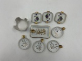 Vintage lefton ashtrays - bird gold rim