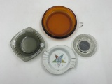 4 misc - mcm round amber glass - executive inn - teachers scotch whisky - lefton china oes
