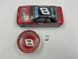 Dale earnhardt unopened 2001 collectible tin - round glass #8 ashtray