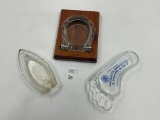 3 misc - glass boat - glass foot rockome gardens arcola il - glass horseshoe branson mo