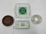 4 misc - mcm round glass ribbed tray - beloit state bank - corn palace mitchell s.d. - gaitlinburg t