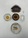 5 misc - wisc porcelain dog/duck - topo chico - boys town nebraska - small glass sailingship - mcm f